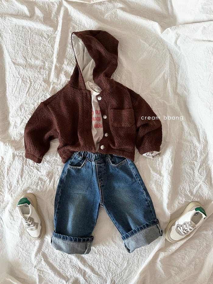 creambbang hood knit cardigan (~85-150cm)