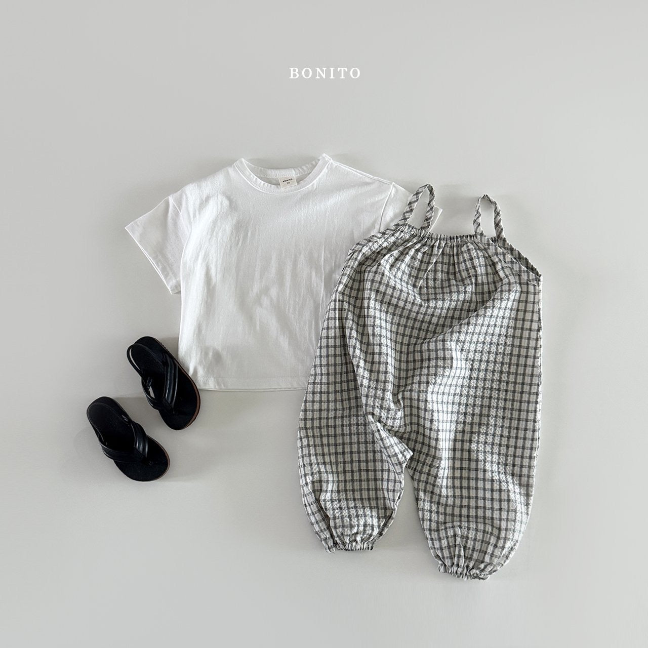 bonito check string overalls (70-125cm)
