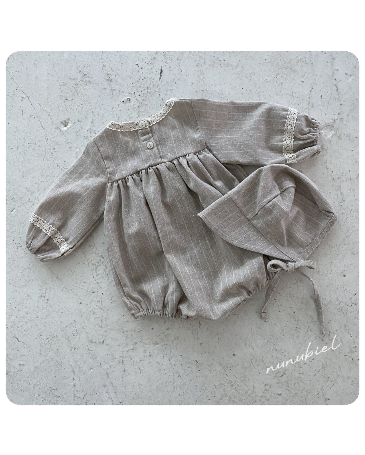 nunubiel lona romper& bonnet (3-18m)