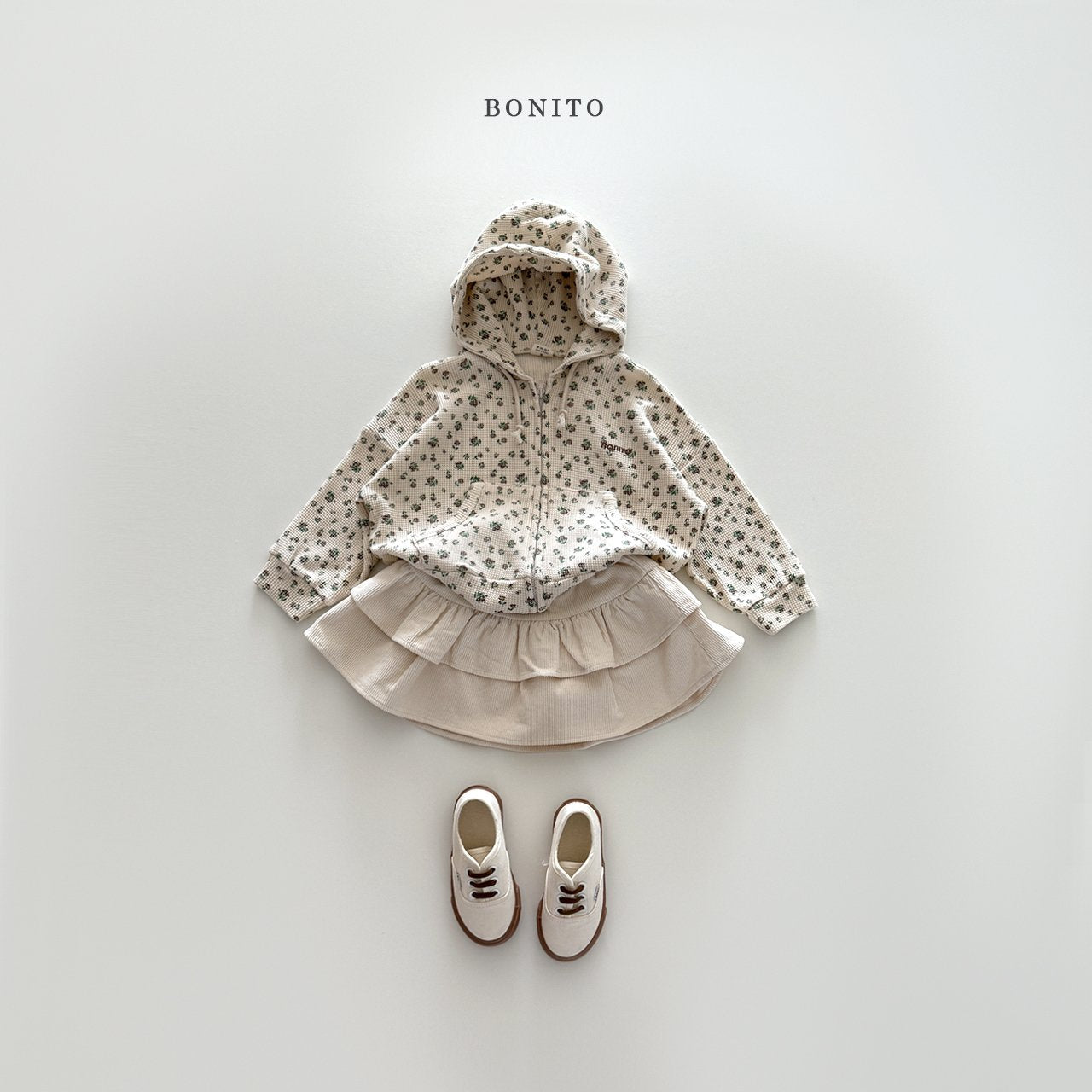 bonito waffle hood zip-up (~80-140cm)