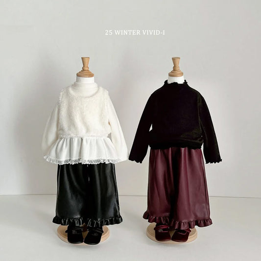 Vivid 荷葉邊寬寬皮褲 (75-135cm)