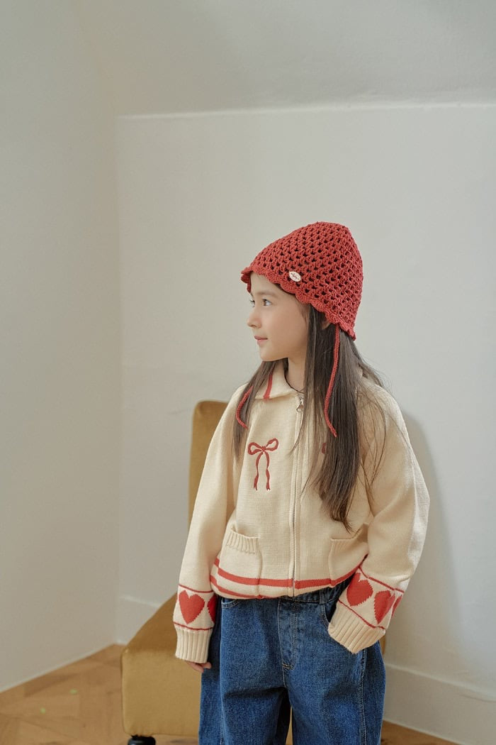 momoann heart knit zip-up (90-140cm)