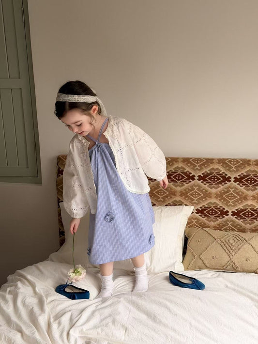 aiai sky flower blue strap dress (95-140cm)