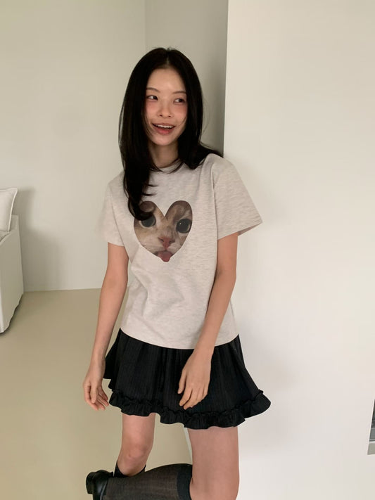 可愛貓星人愛心Tee *共2色