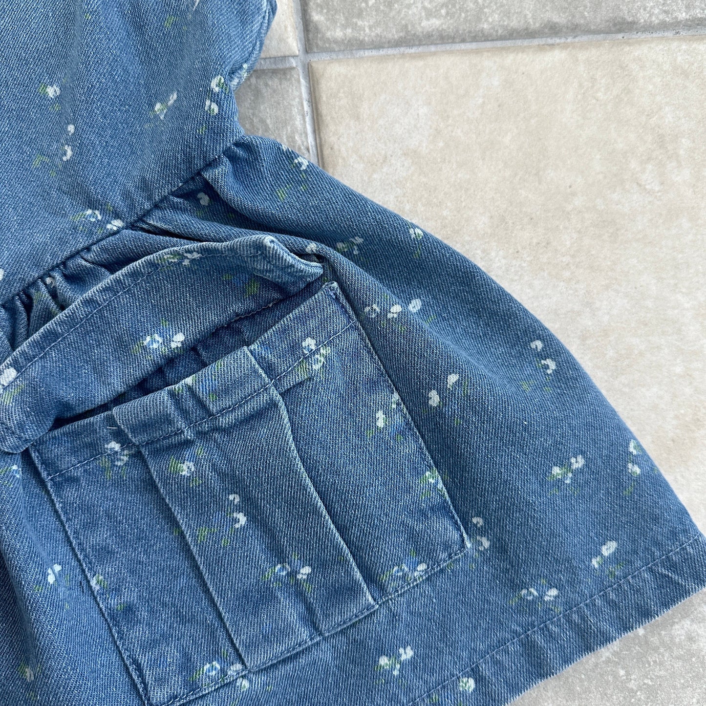 ELLYMOLLY denim flower big pocket ops (90-145cm)