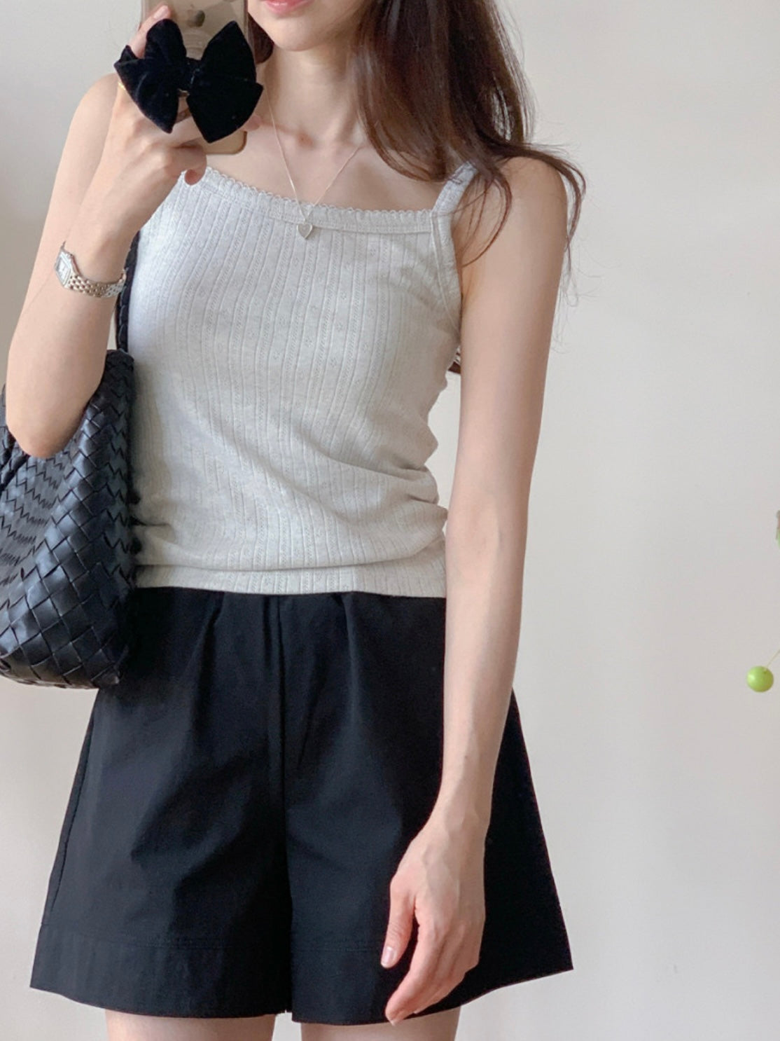 小波浪邊暗花吊帶x短袖外套set *共3色