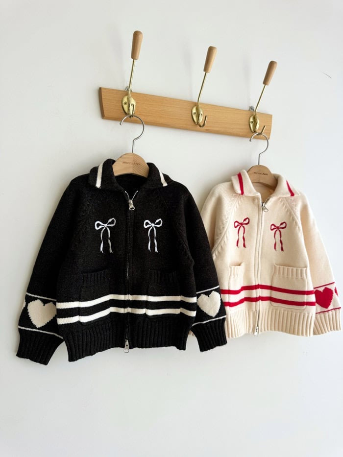 momoann heart knit zip-up (90-140cm)