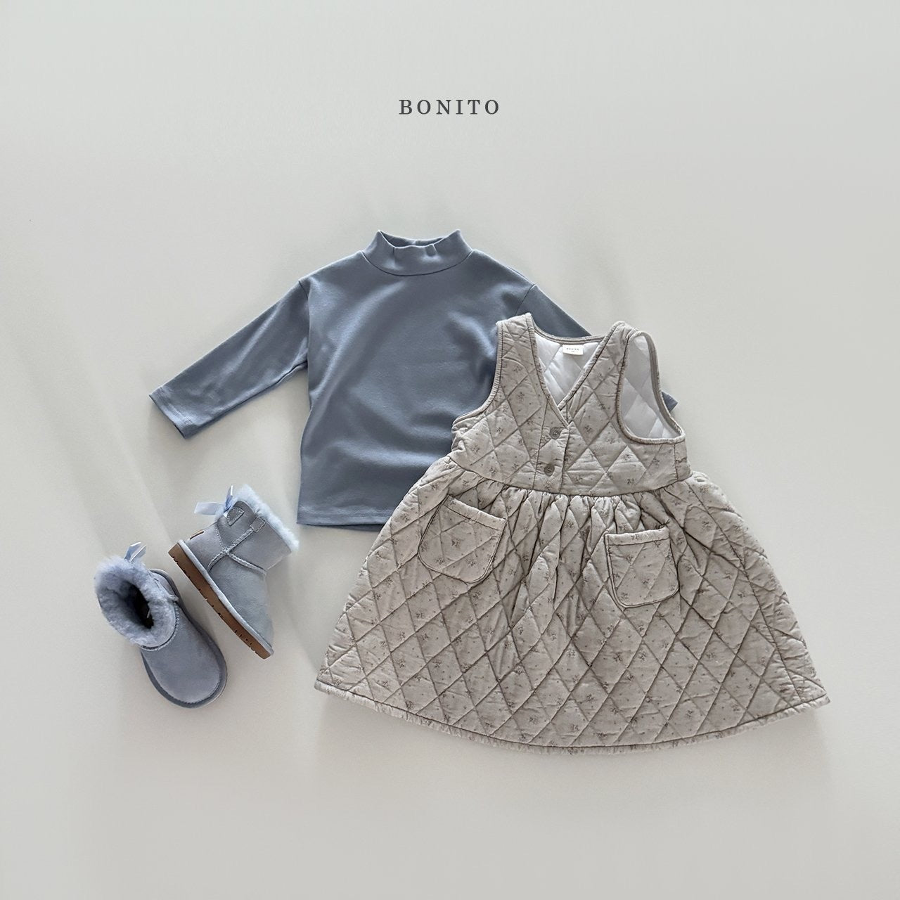 Bonito small flower quilted one-piece (~80-140cm)