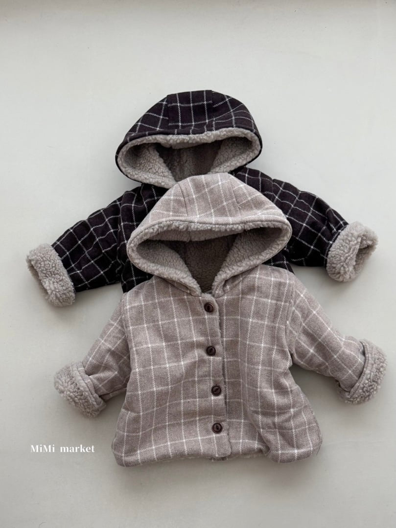 mimi market check tumble hood (70-85cm)