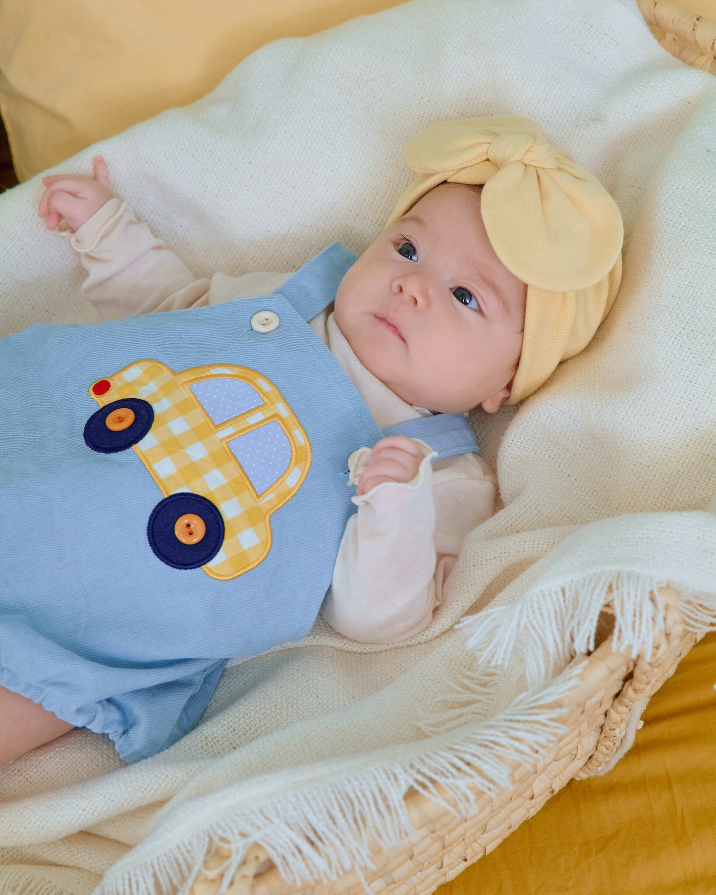 oottbebe denim car rompers (0-12m)