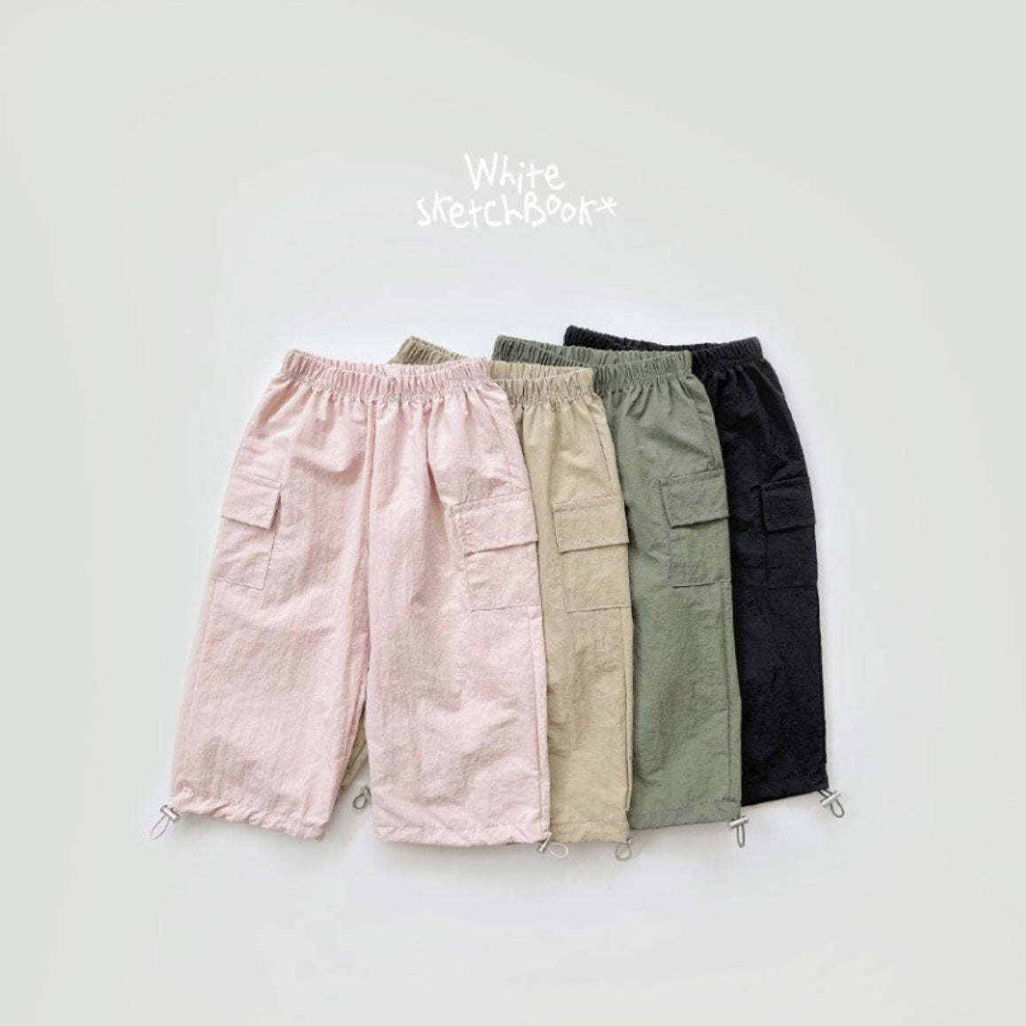 WhitesketchBook string cargo pants (90-140cm)