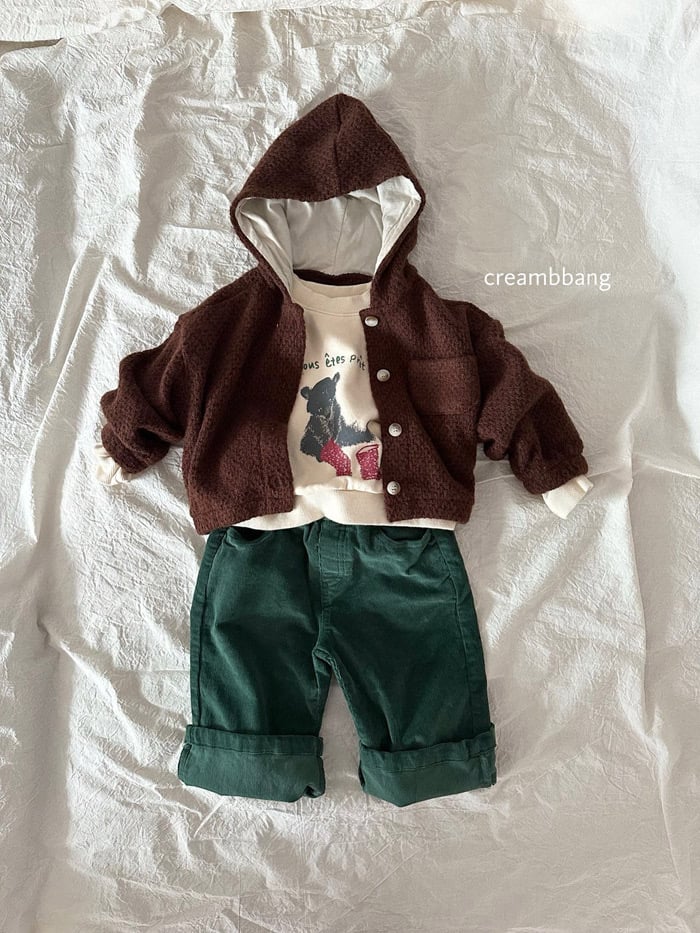 creambbang hood knit cardigan (~85-150cm)