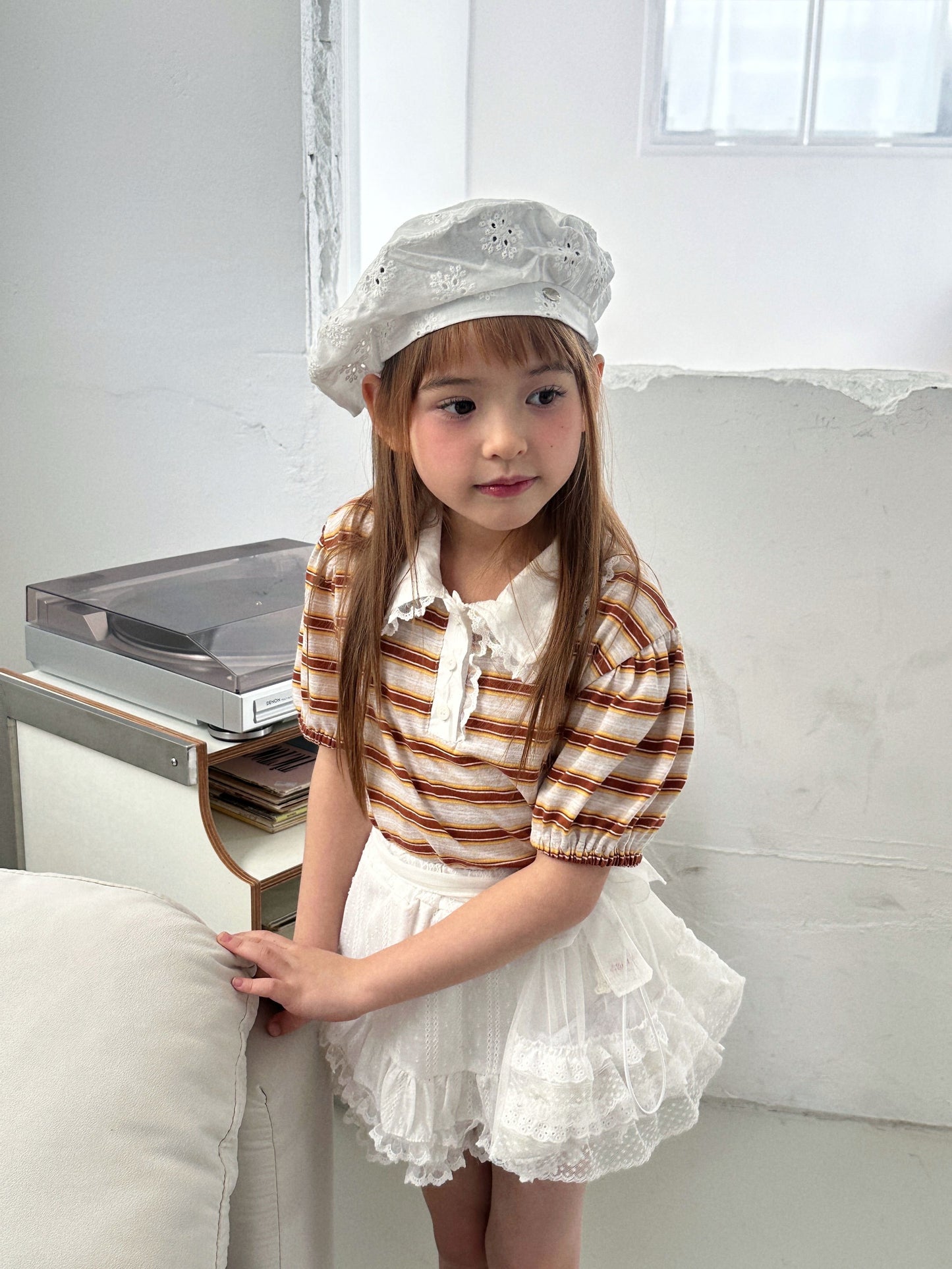 ELLYMOLLY pretty lace collar tee (90-145cm)