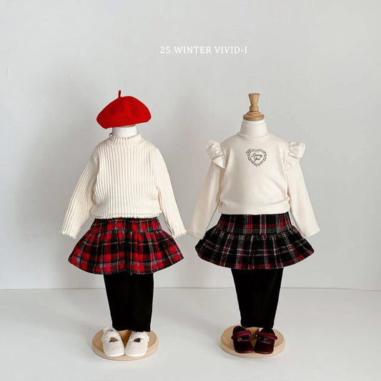 Vivid 經典紅格紋裙褲 (75-135cm)