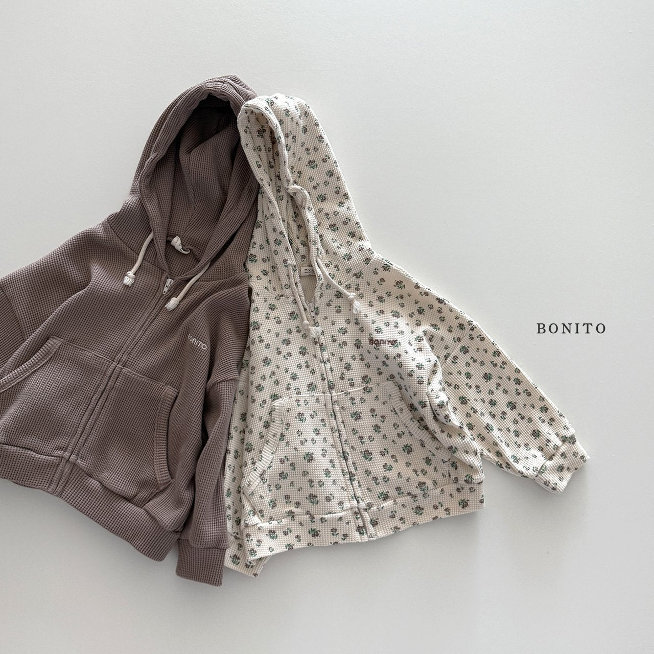 bonito waffle hood zip-up (~80-140cm)