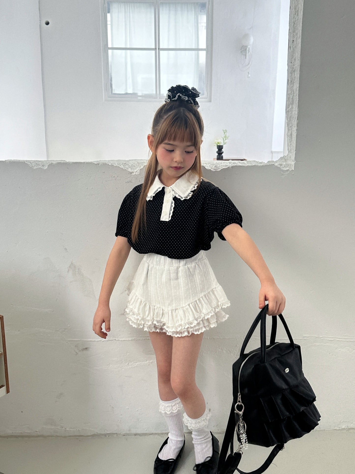 ELLYMOLLY pretty lace collar tee (90-145cm)