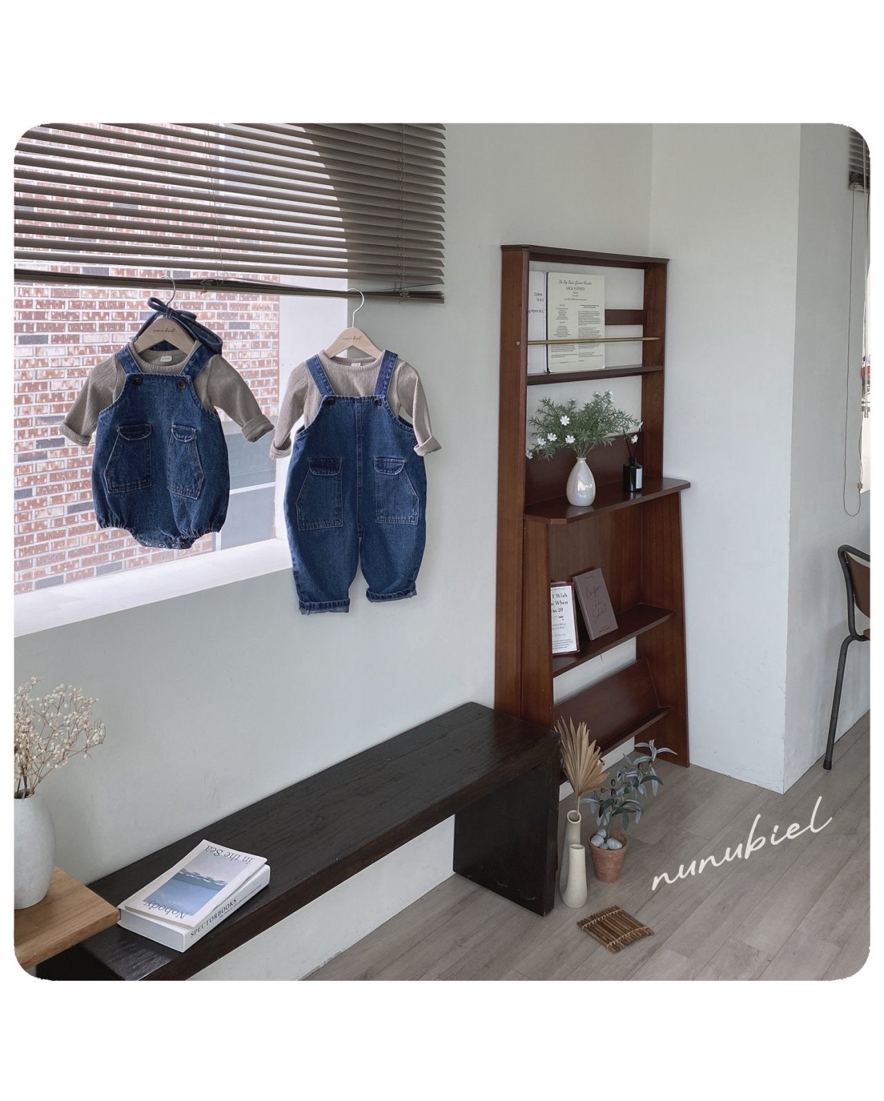nunubiel pocket denim romper& bonnet (3-18m)