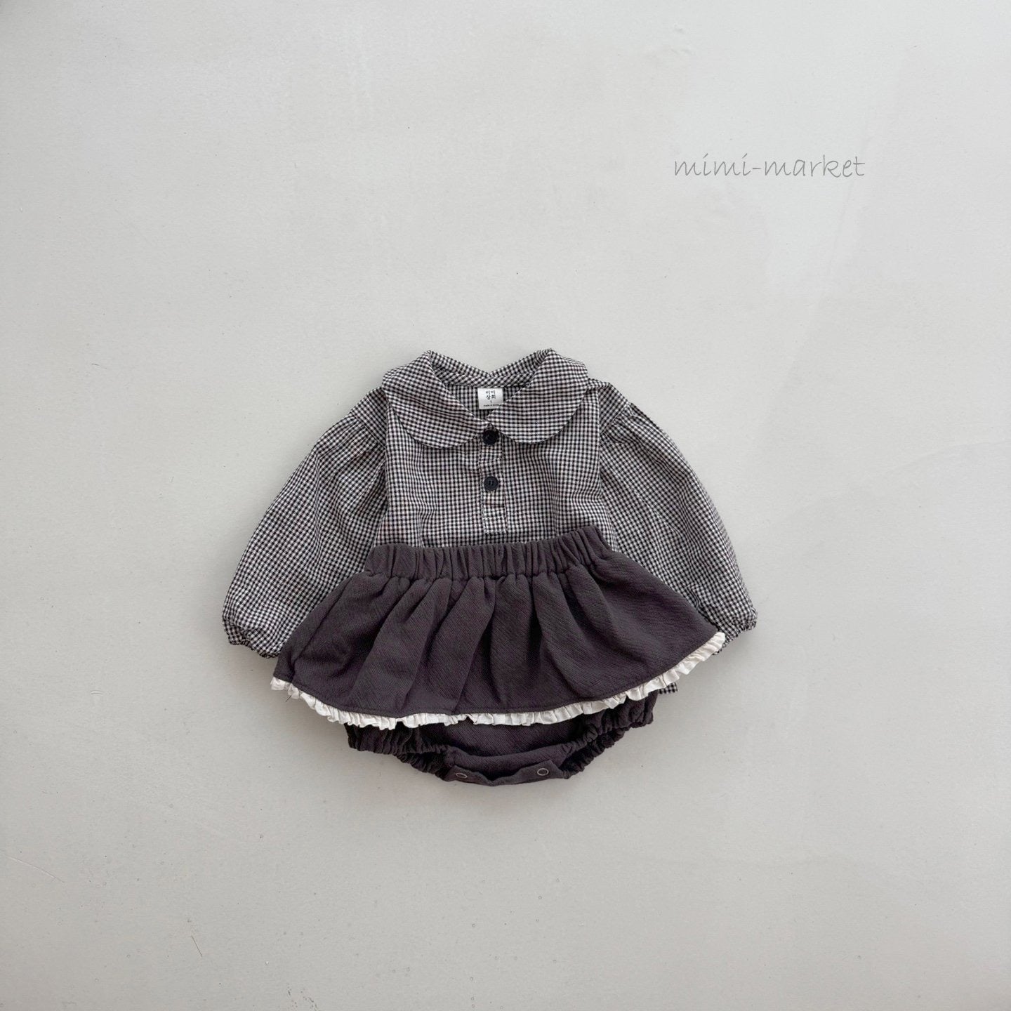 mimi market short check blouse (bebe70-85cm)