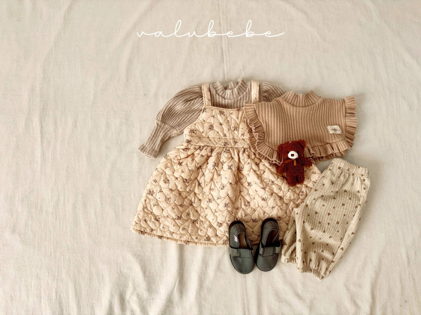 Valubebe 蝴蝶結碎花壓紋連衣裙 (3-18m)
