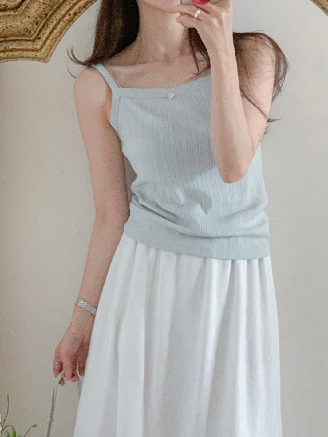 小波浪邊暗花吊帶x短袖外套set *共3色