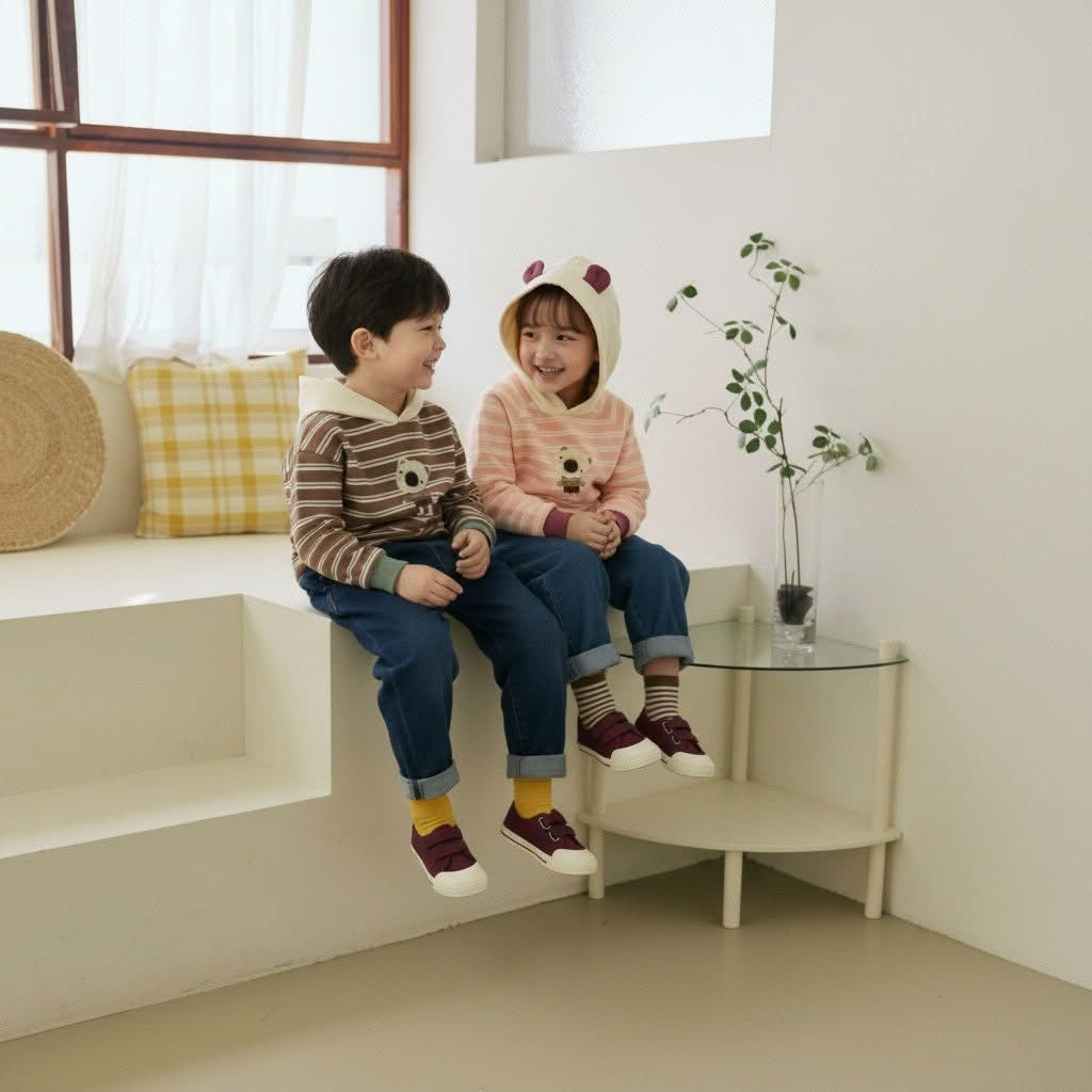 Orangemom 萌熊熊連帽條紋上衣 (95-140cm)