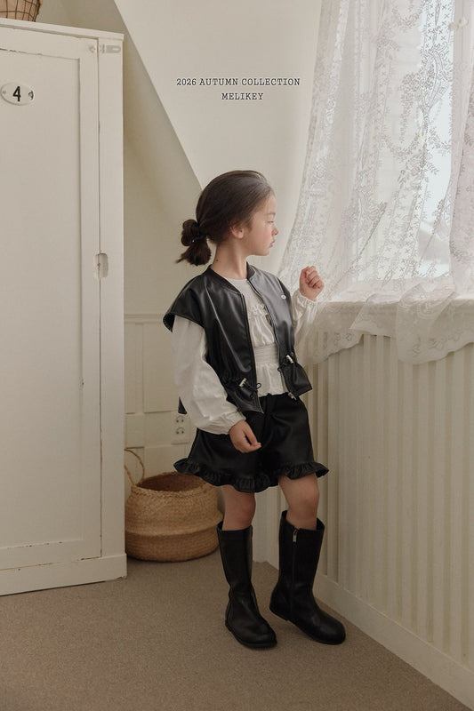 melikey leather frill pants (~80-140cm)