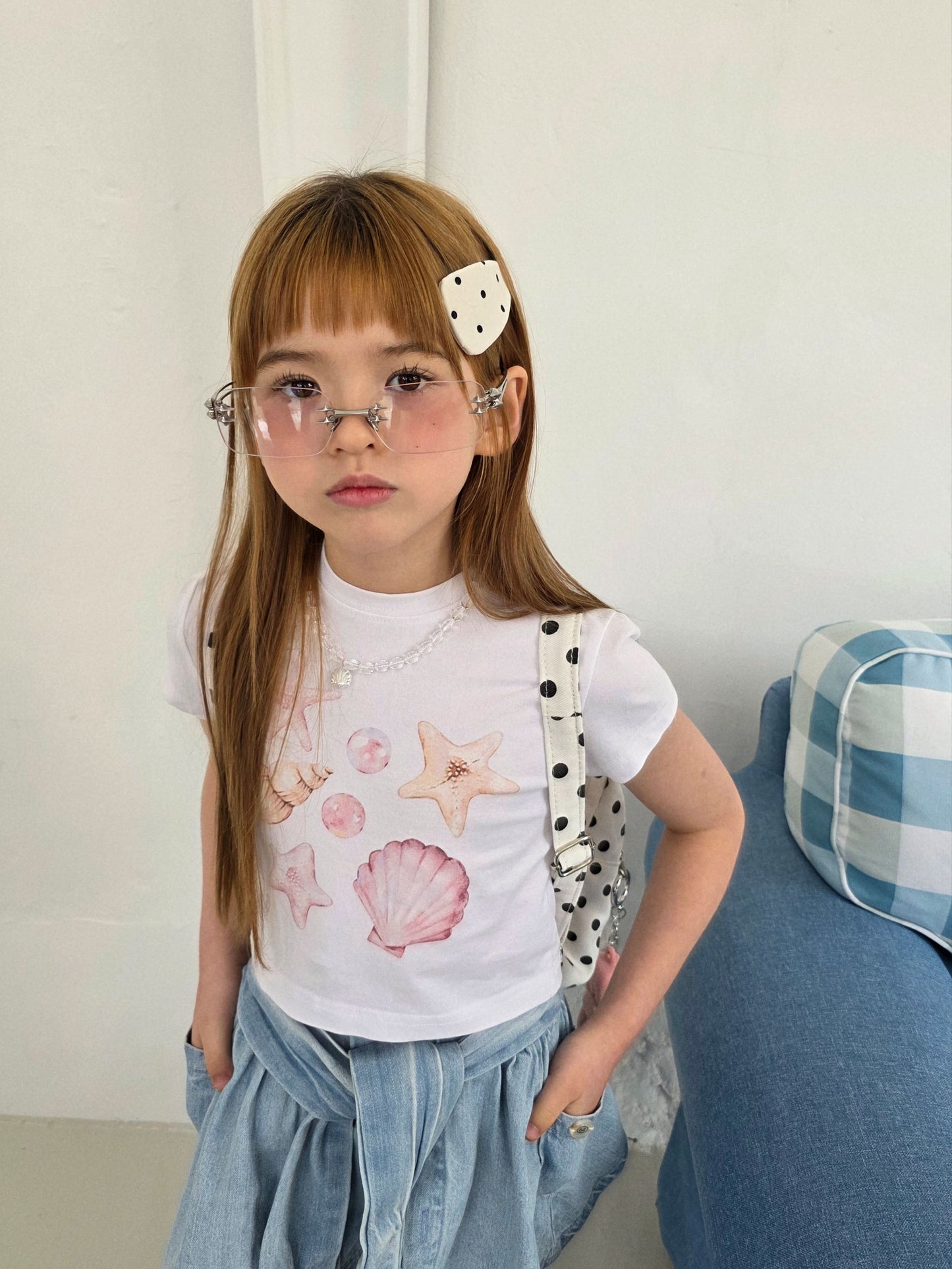 ELLYMOLLY shell crop tee (90-145cm)