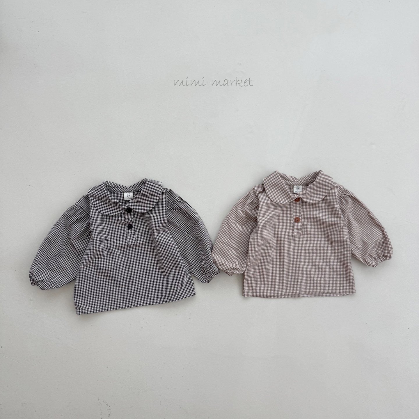 mimi market short check blouse (bebe70-85cm)