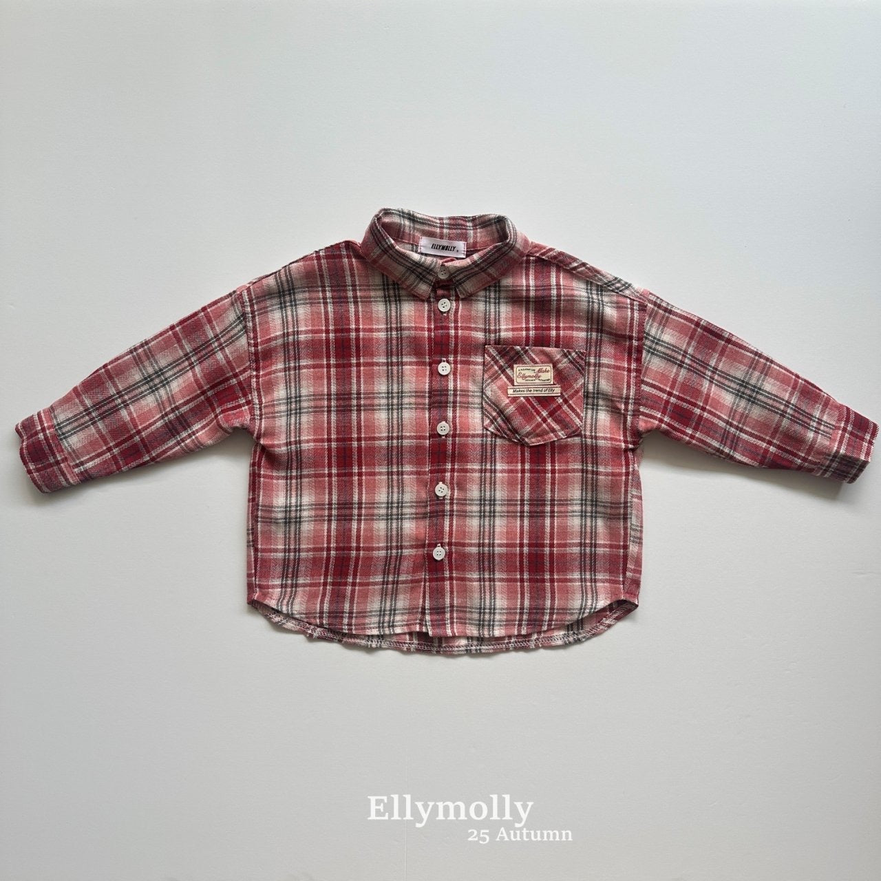 ELLYMOLLY choco check shirt (90-160cm)