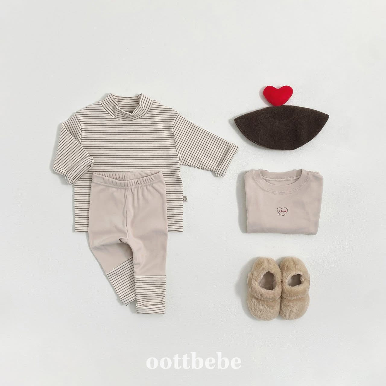 Oottbebe 素色條紋拼接內搭褲 (75-120cm)
