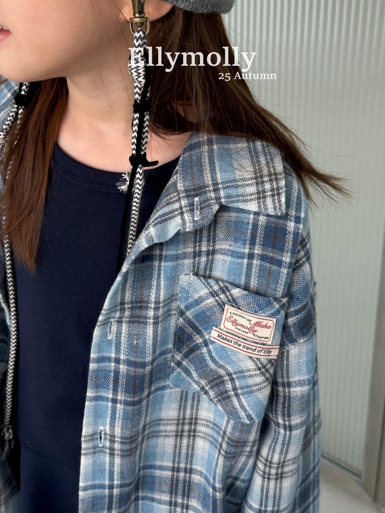 ELLYMOLLY choco check shirt (90-160cm)