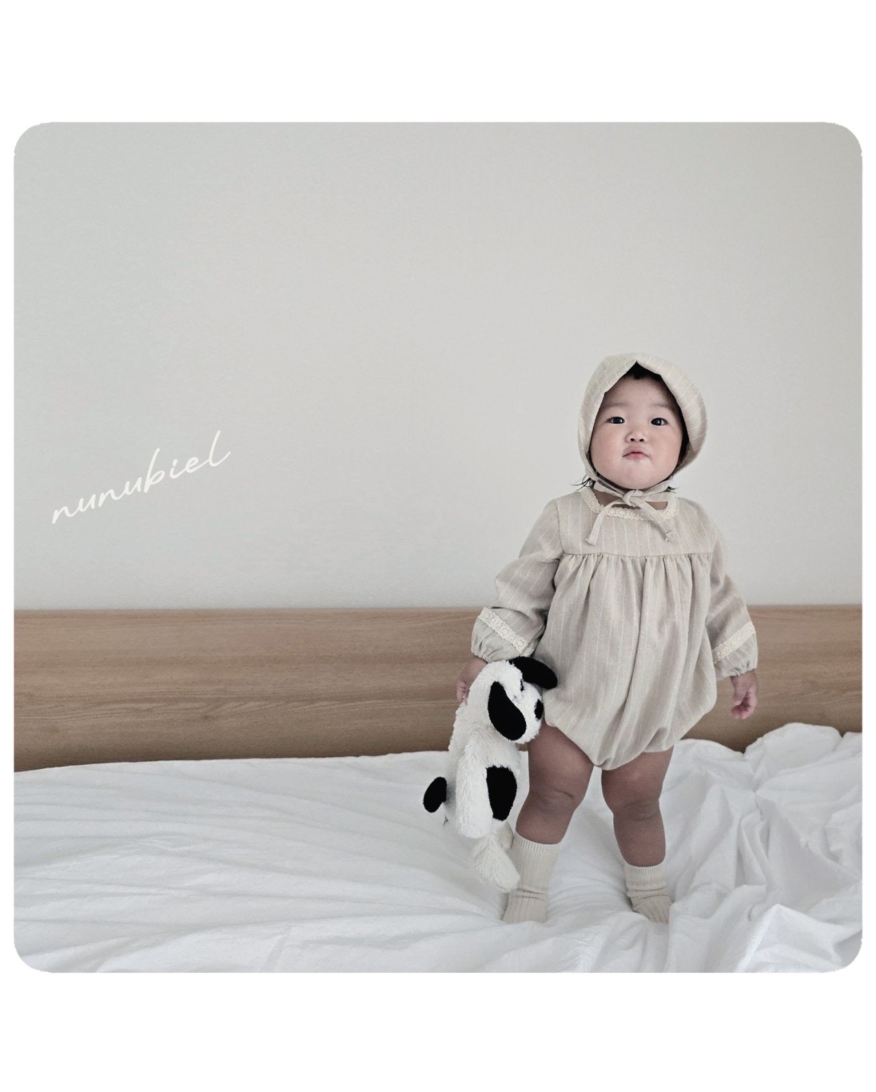 nunubiel lona romper& bonnet (3-18m)