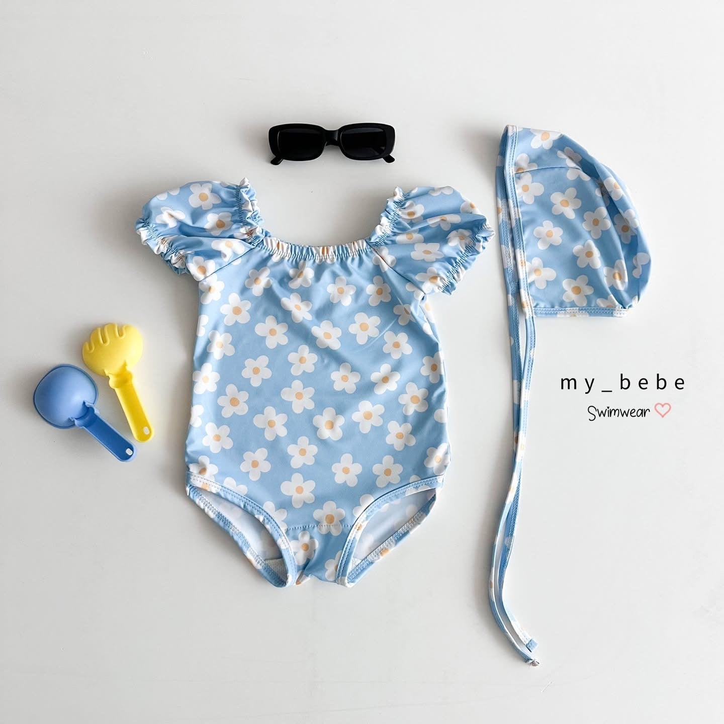Mybebe 泡泡袖防曬泳衣 *含帽 (1-6y)