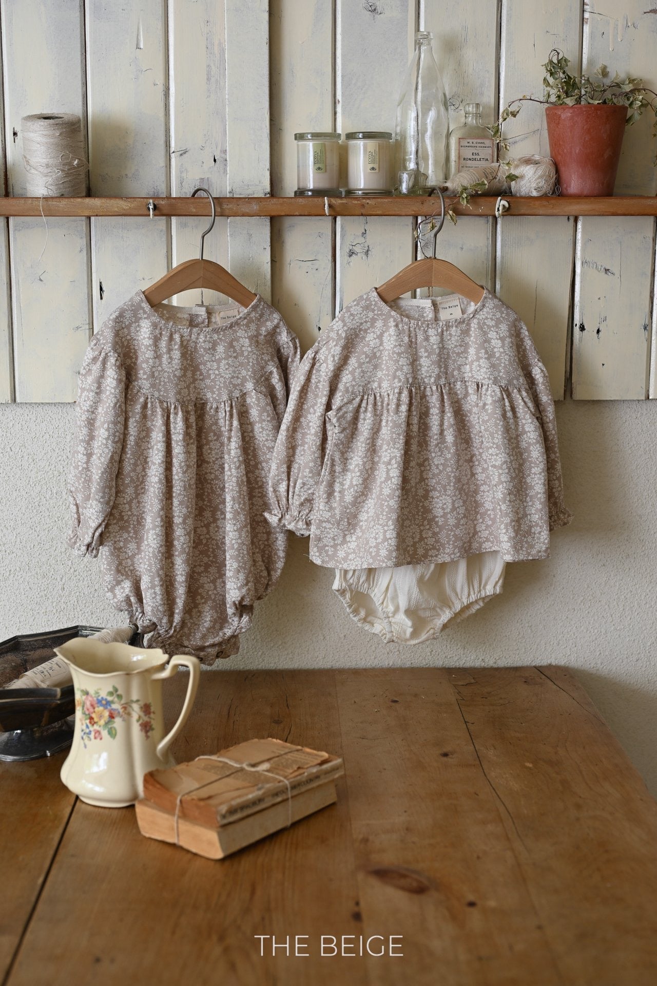 the beige shirring dyed suit (6-18m)