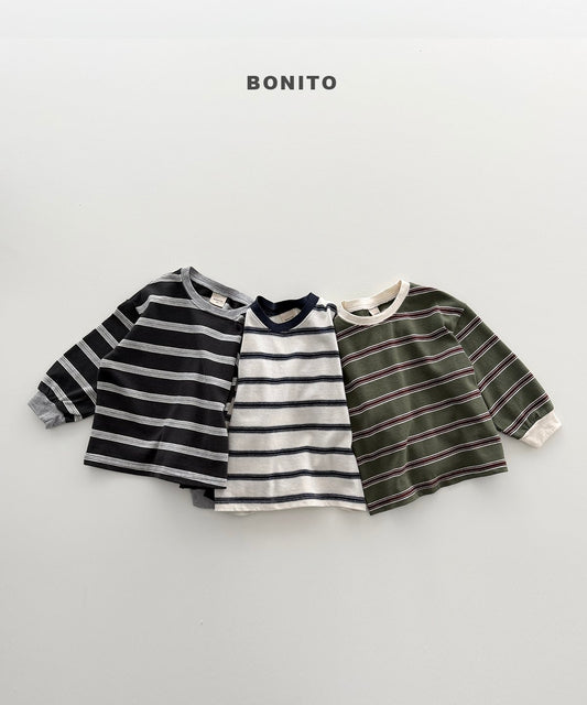 bonito haru stripe rib tee (~80-140cm)