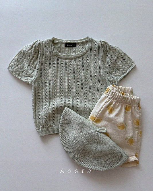 Aosta knit eyelet tee (~80-115cm)