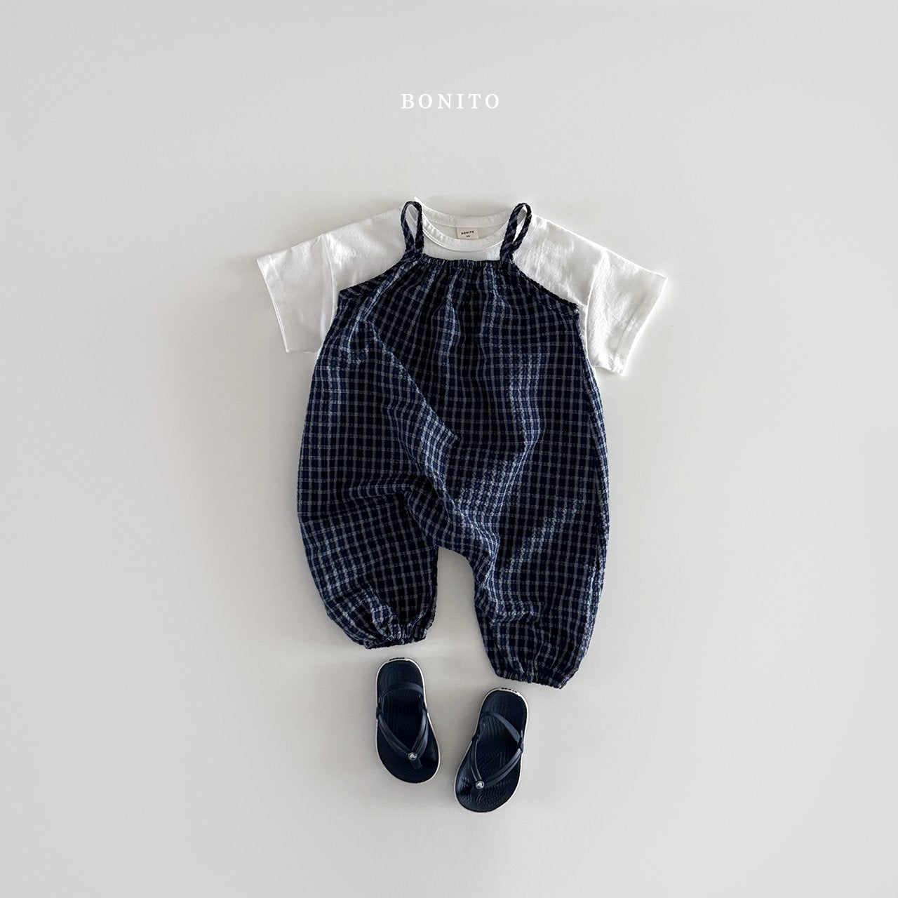 bonito check string overalls (70-125cm)