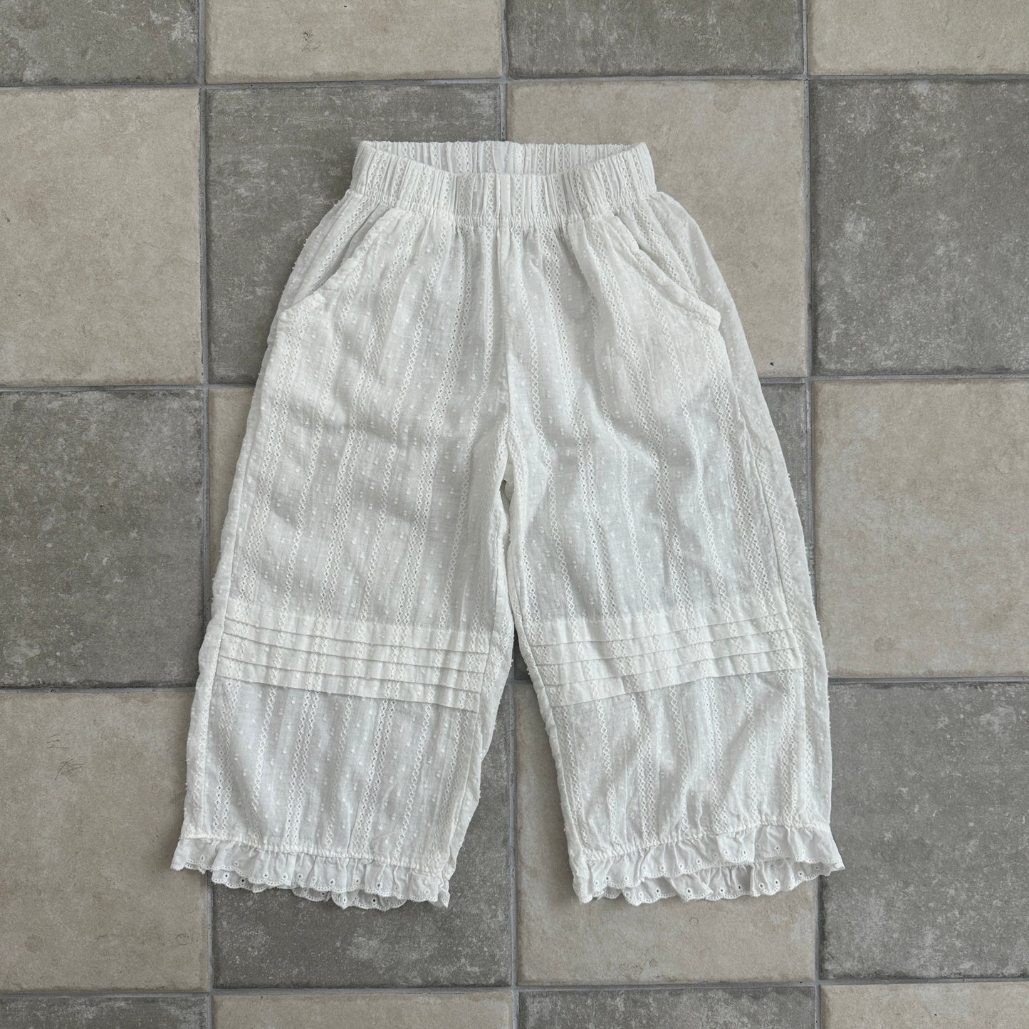 ELLYMOLLY natural pin tuck frill pants (90-145cm)