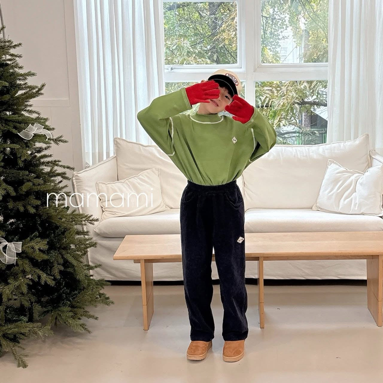 Mamami 微高領車線小標上衣 (80-145cm)