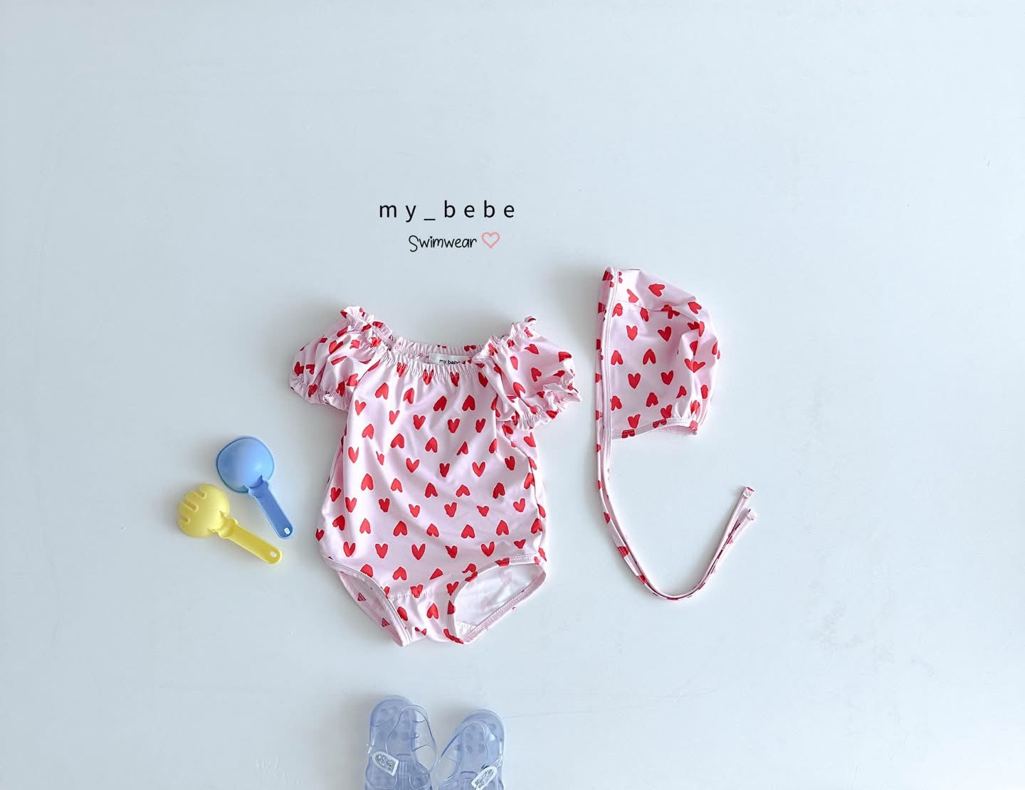 Mybebe 泡泡袖防曬泳衣 *含帽 (1-6y)