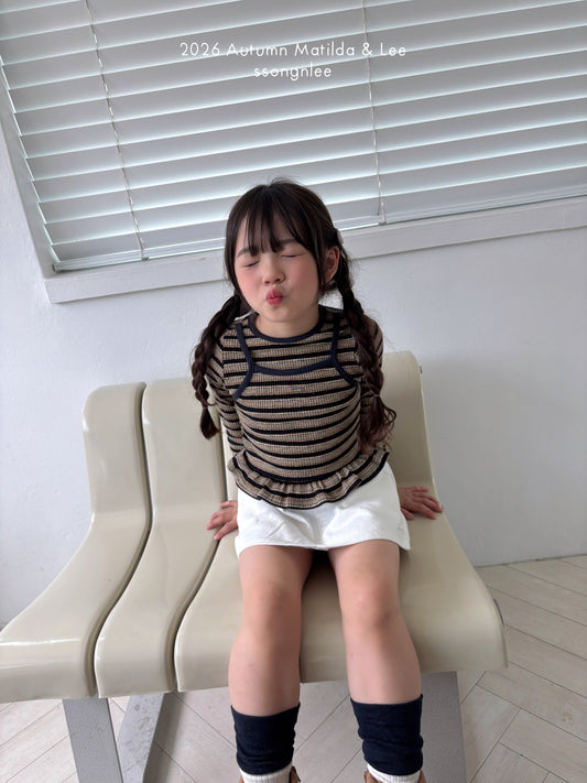 matilda&lee mocha border frll tee (85-165cm)
