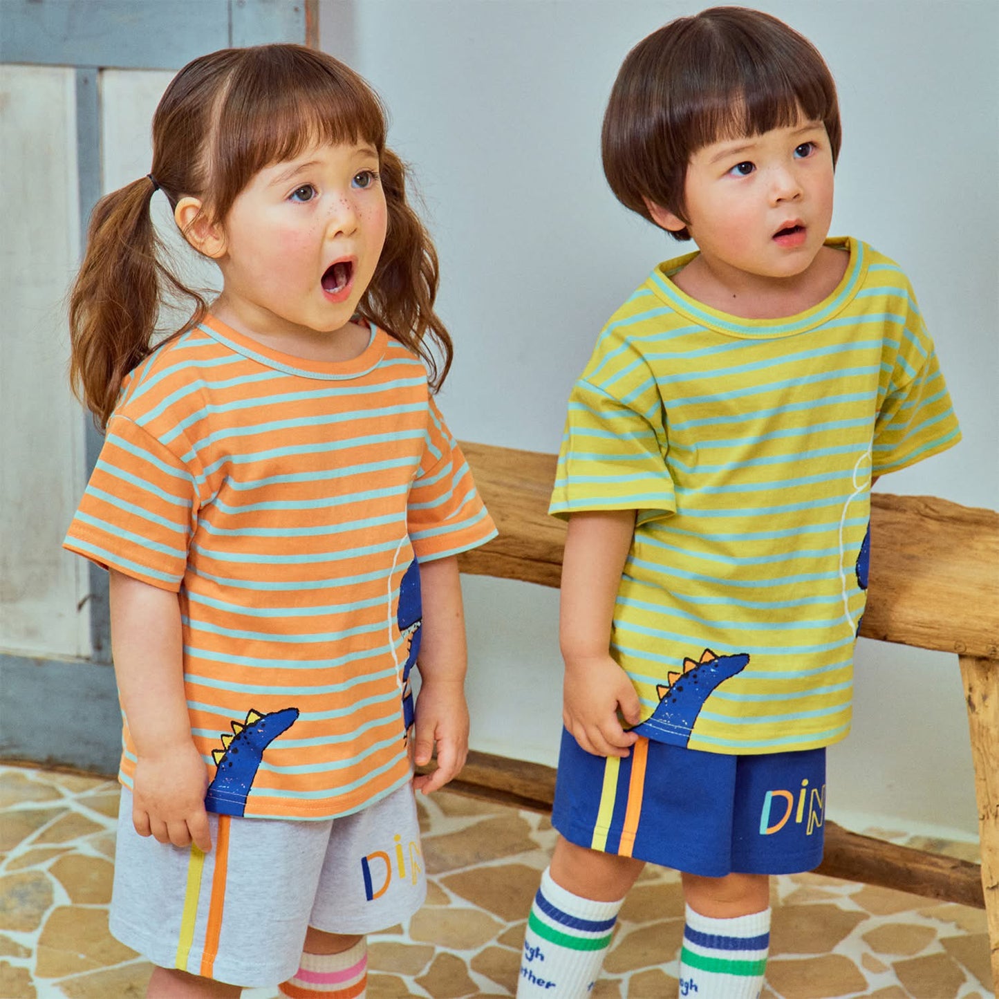 1st 條紋恐龍tee (80-135cm)