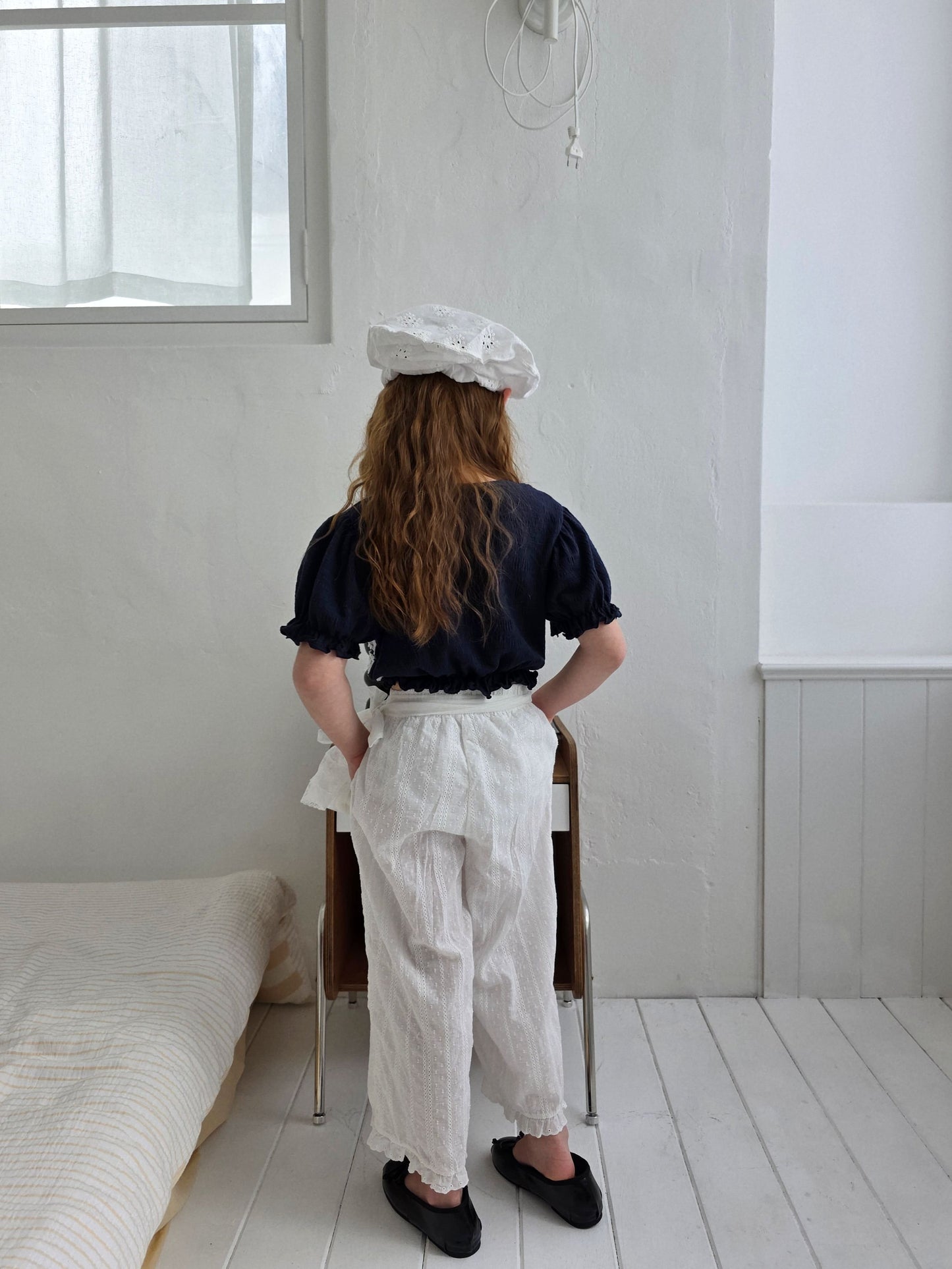 ELLYMOLLY natural pin tuck frill pants (90-145cm)