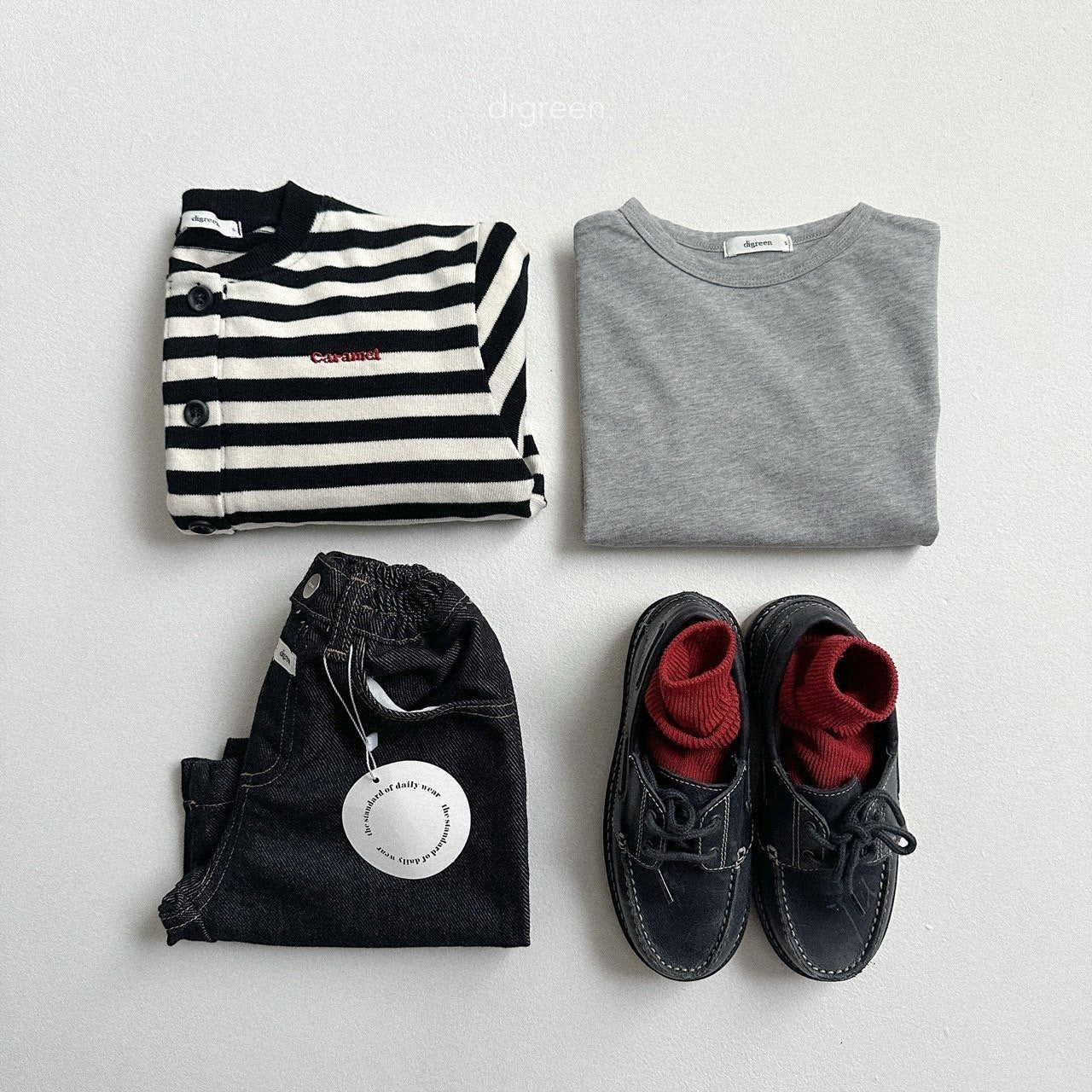 digreen tone-down black socks set (12-23cm)