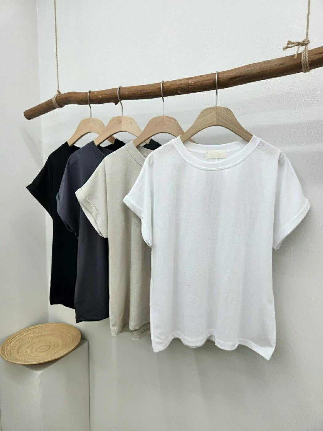 素色捲邊袖Tee *共4色