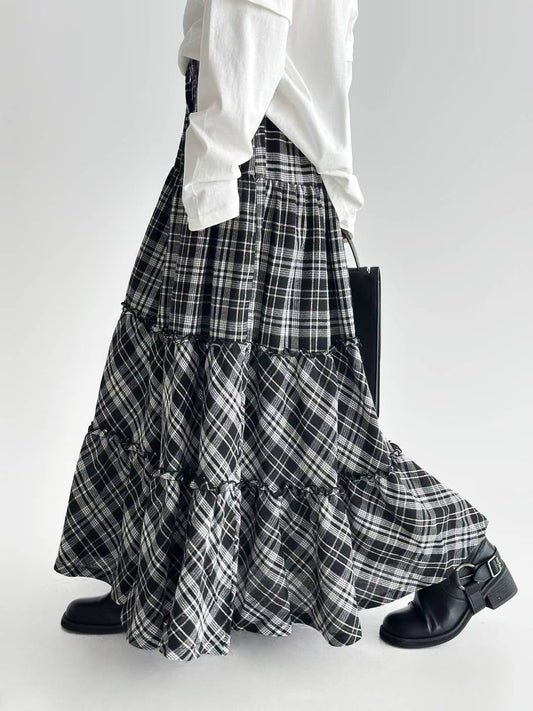間紋傘擺半身長裙 *共2色