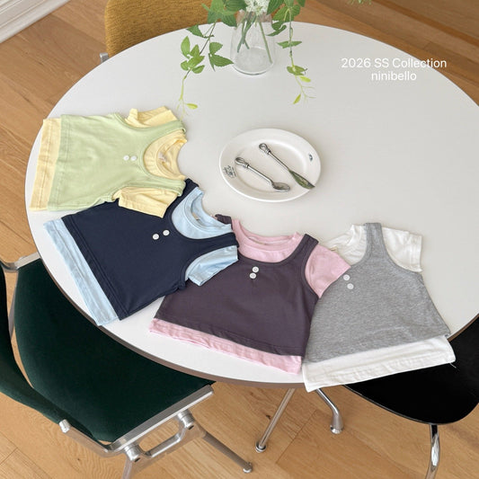 ninibello daily sleeveless layered tee (80-130cm)