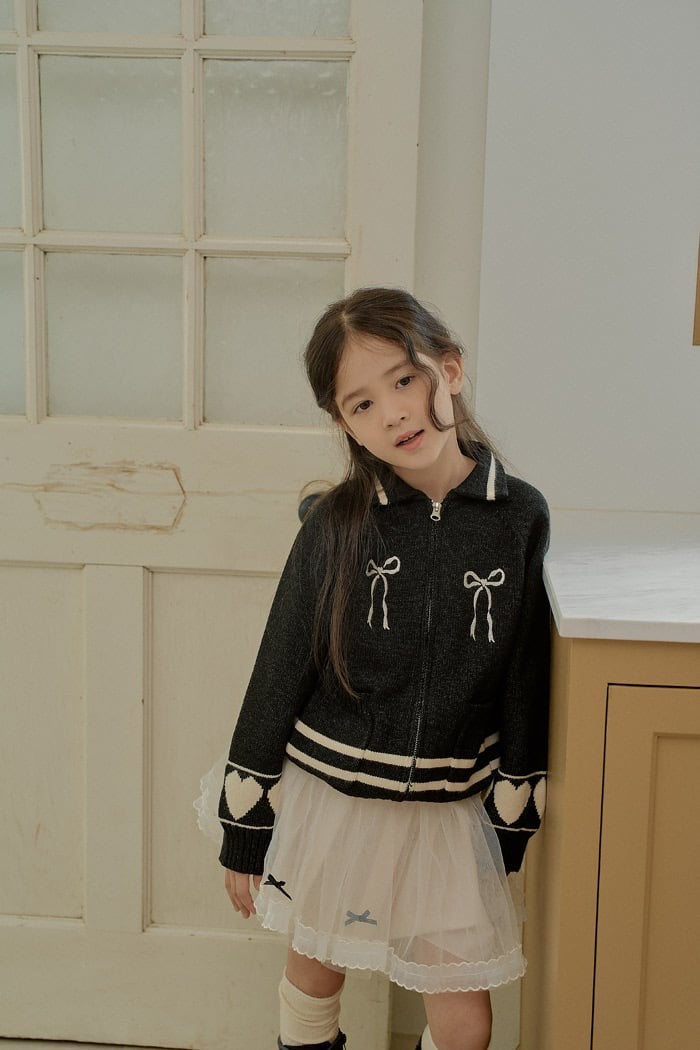 momoann heart knit zip-up (90-140cm)