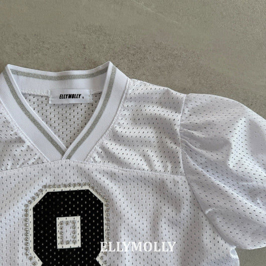 ELLYMOLLY mesh puff v-neck t (90-160cm)