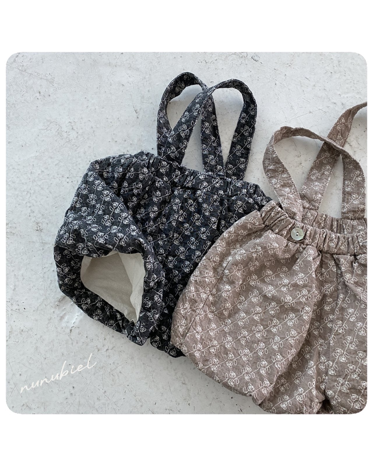 nunubiel rose romper & bonnet (3-18m)